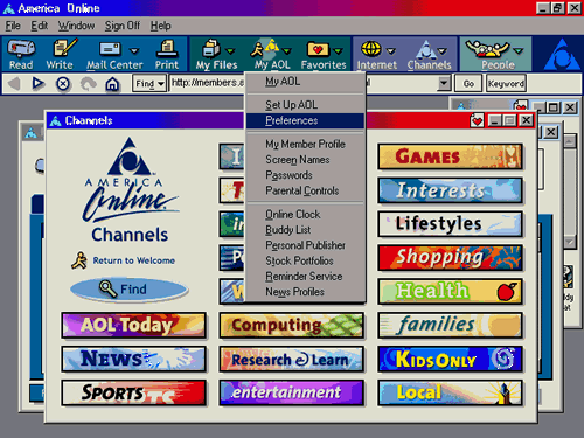 interface aol vintage 1999