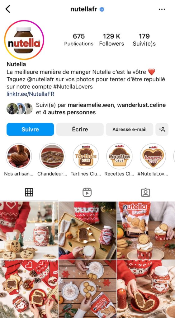 compte Instagram nutella france