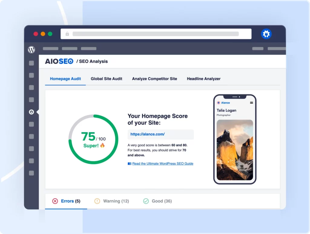 Interface de All in One SEO