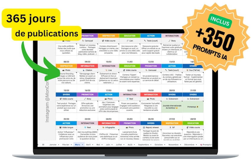 365 idees de posts social media